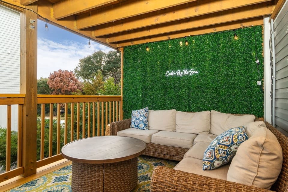 Relax on our large deck with plush seating and perfect photo ops!
