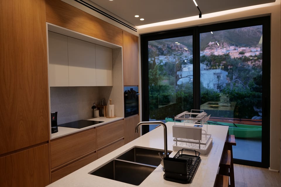 Exclusive Villa, Sea View | Private kitchen | Oven, cookware/dishes/utensils, dining table