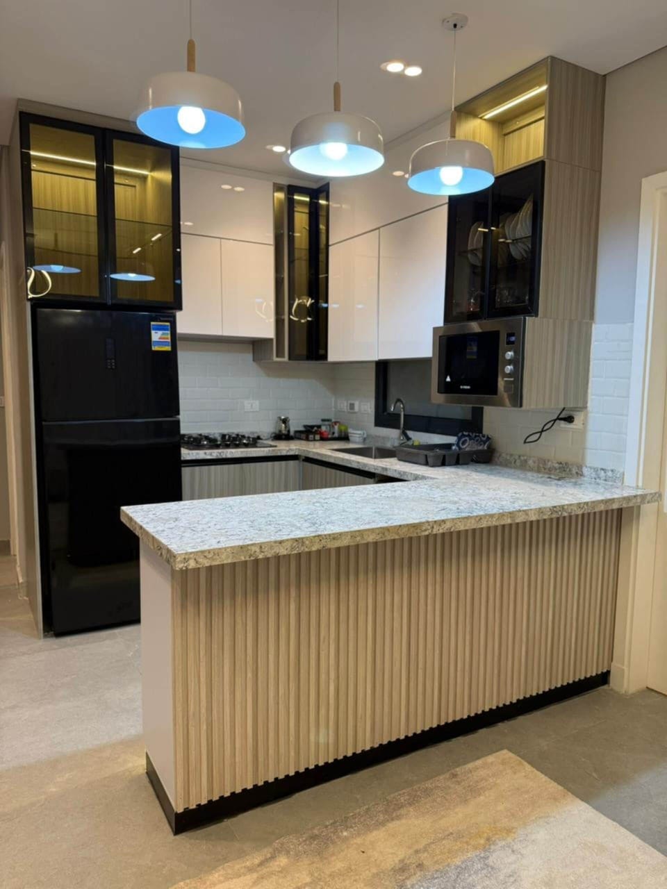 Full-size fridge, microwave