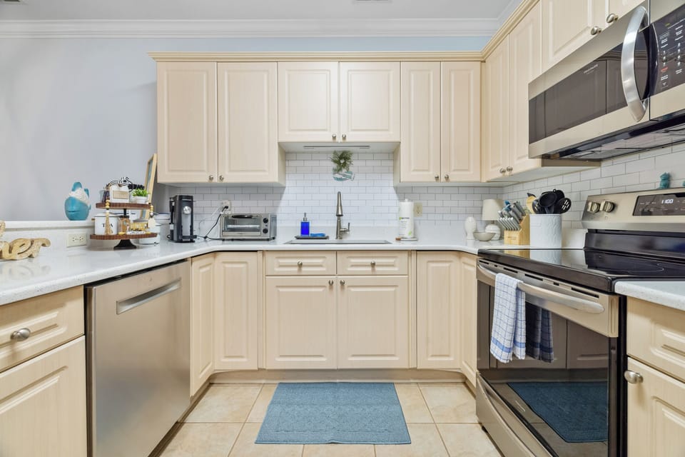Plenty of counter space, with a coffee bar to keep you fueled during your trip!