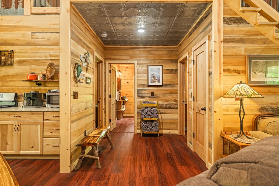 Cozy rustic hallway with warm wood accents and charm