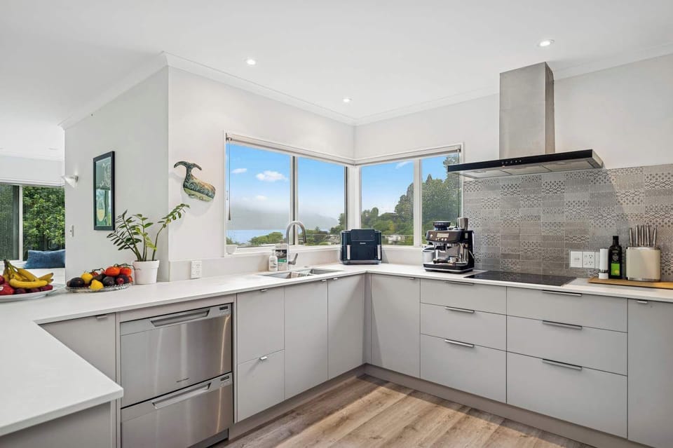 Kitchen with lake outlook