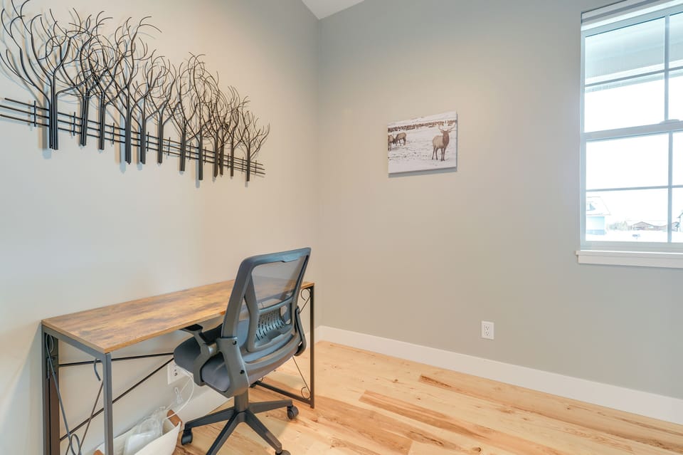 In case you have to work-from-home, there is an office off of the living room that is equipped with a desk and chair. 