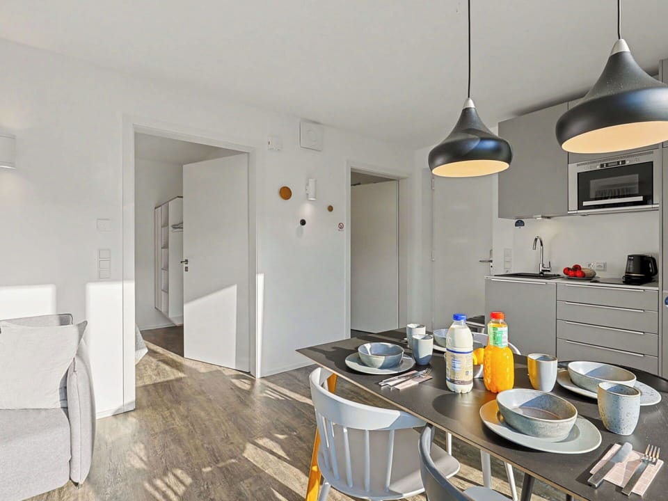 Interior Design, Ceiling, Furniture, Flooring, Floor, Room, Lighting, Light Fixture, Kitchen, Chair