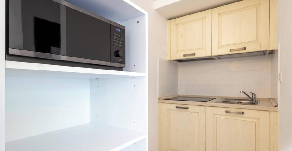 Classic Studio | Private kitchen | Fridge, microwave, cookware/dishes/utensils
