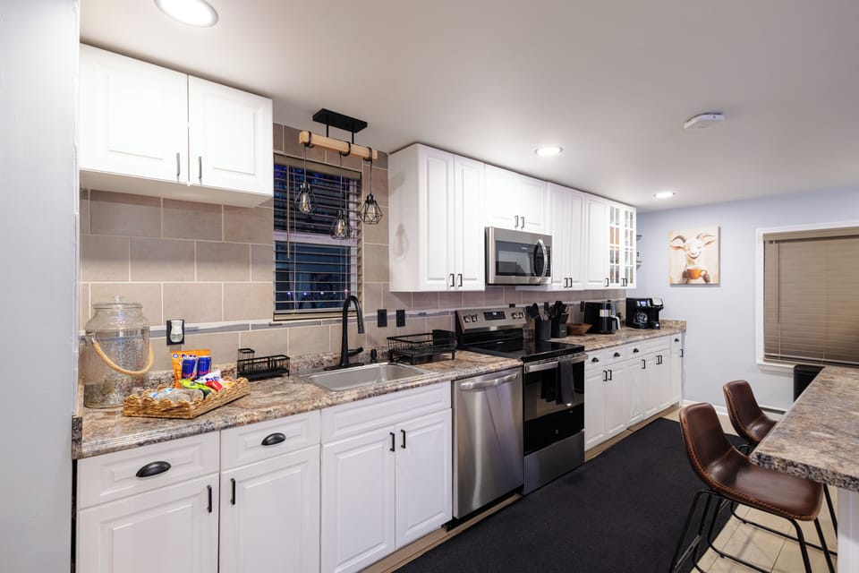 Spacious kitchen ready for breakfasts and late-night snacks.