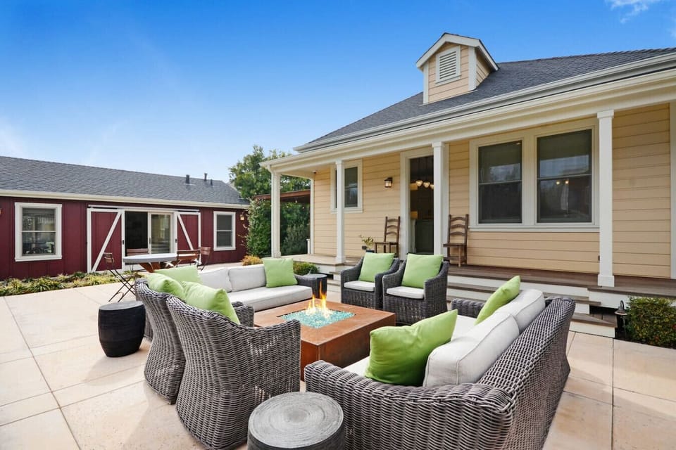 Patio & firepit at Yellow Farmhouse