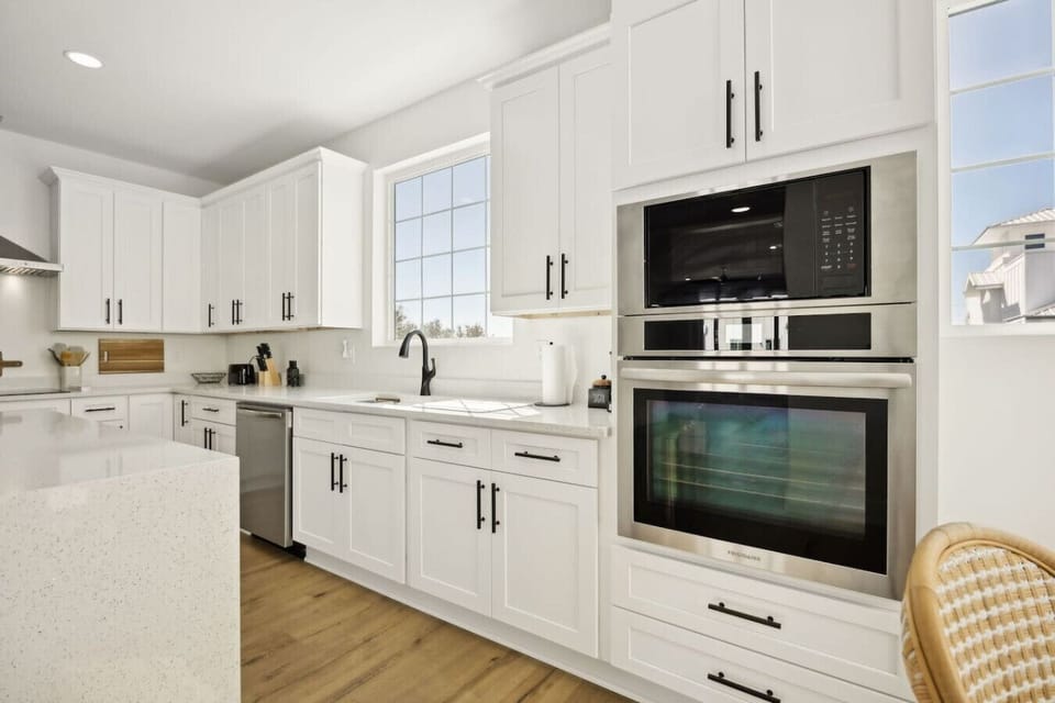 New and stainless steel appliances