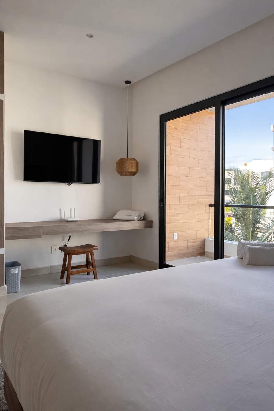 From your bed you can enjoy not only movies, but also a great view of the city
