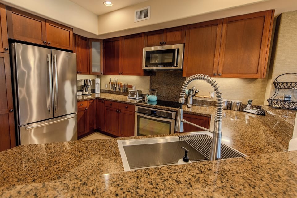 Cook with ease in the fully equipped gourmet kitchen.