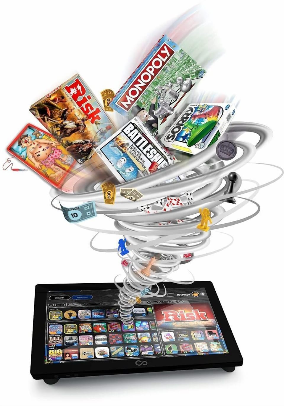 Play digital versions of iconic classics like Hasbro’s Monopoly, Scrabble, Trivial Pursuit, Chutes and Ladders, Candy Land, Yahtzee, puzzles, card games, coloring books, mini-games, and many more