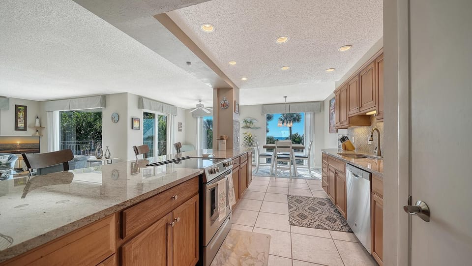Spacious kitchen with stunning water views and natural light