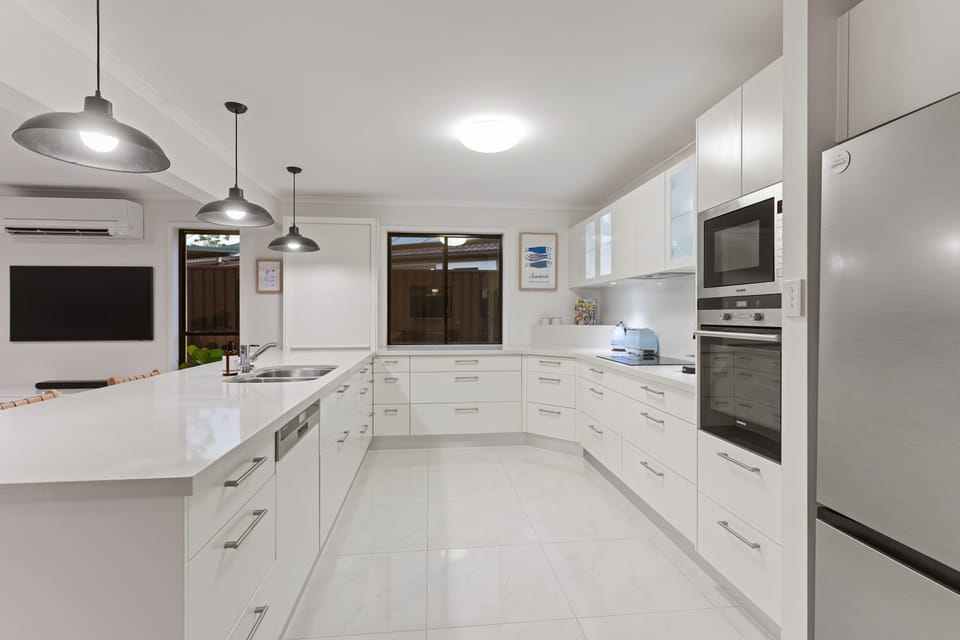 Generous bench space for easy meal prep