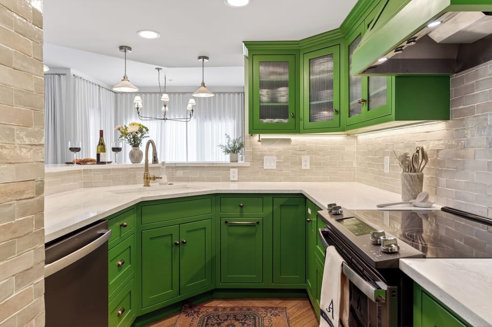 Fully equipped kitchen with ample cabinet space and reliable appliances.