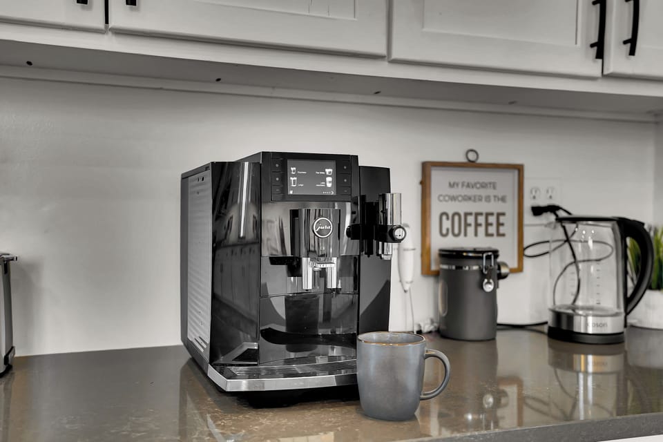 Start your day off with a push of a button! The Jura machine provides the perfect cup of morning coffee.