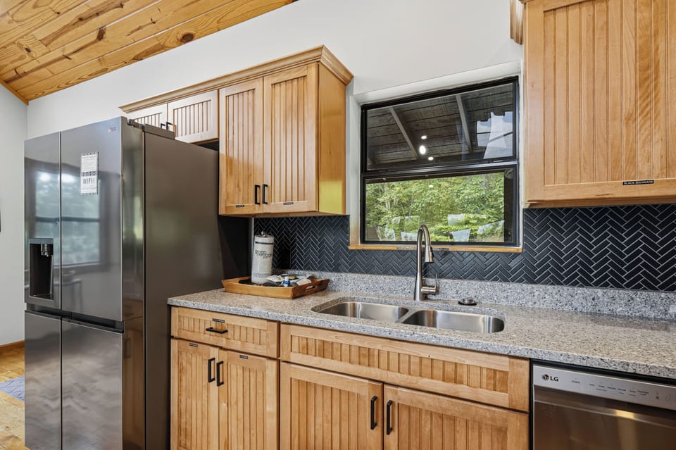 Fully equipped kitchen with modern appliances