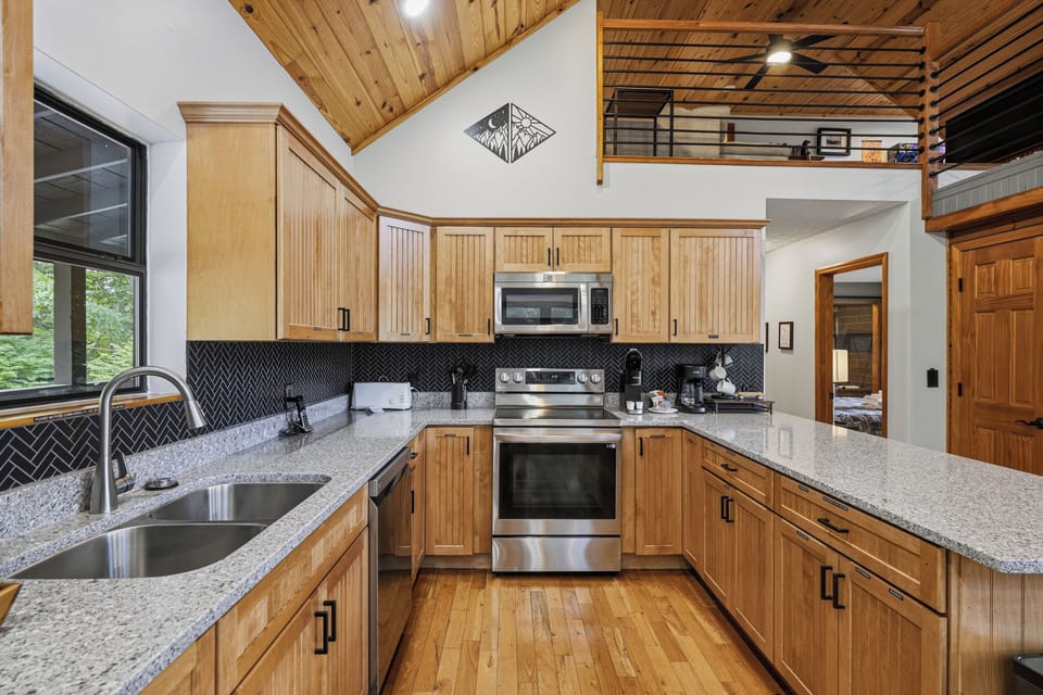 Fully equipped kitchen with modern appliances
