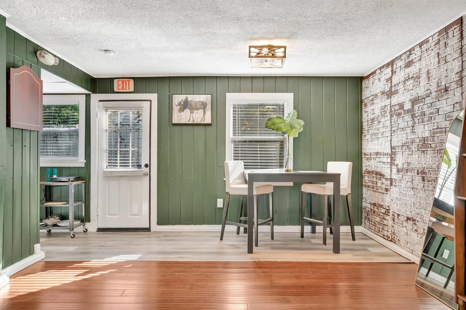 Dining nook with table and window view