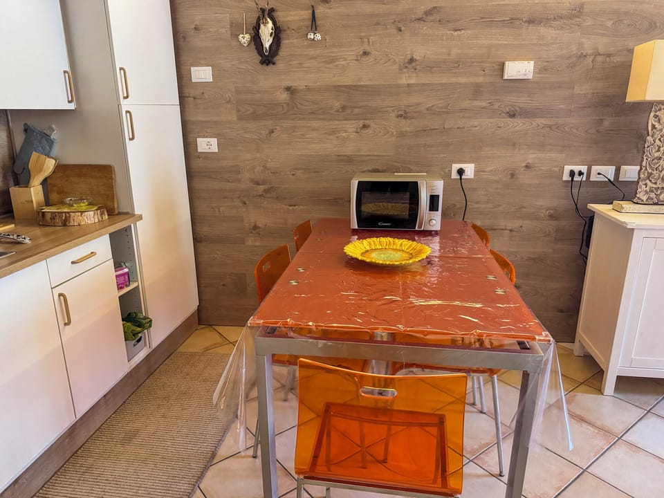 Full-size fridge, microwave, oven, stovetop