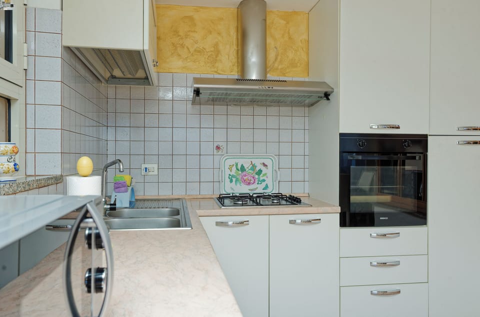 Full-size fridge, microwave, oven, stovetop