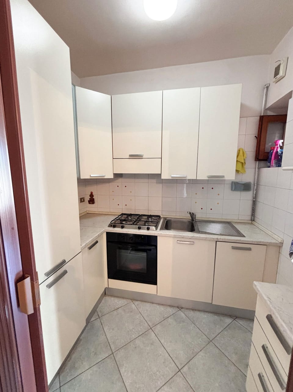 Full-size fridge, oven, stovetop, dishwasher