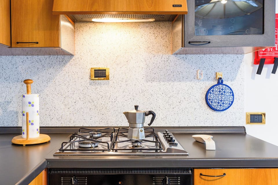 Full-size fridge, microwave, oven, stovetop