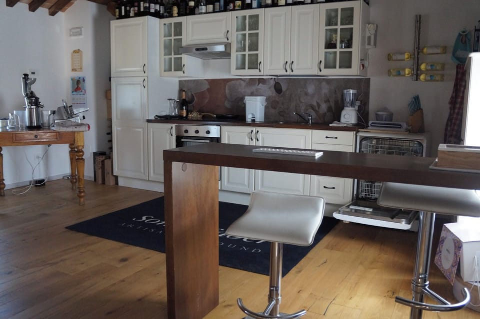 Full-size fridge, microwave, oven, stovetop