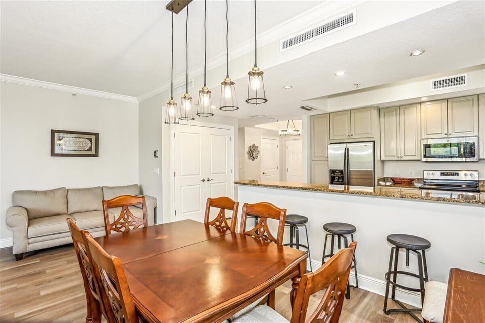 Dining table with seating for six