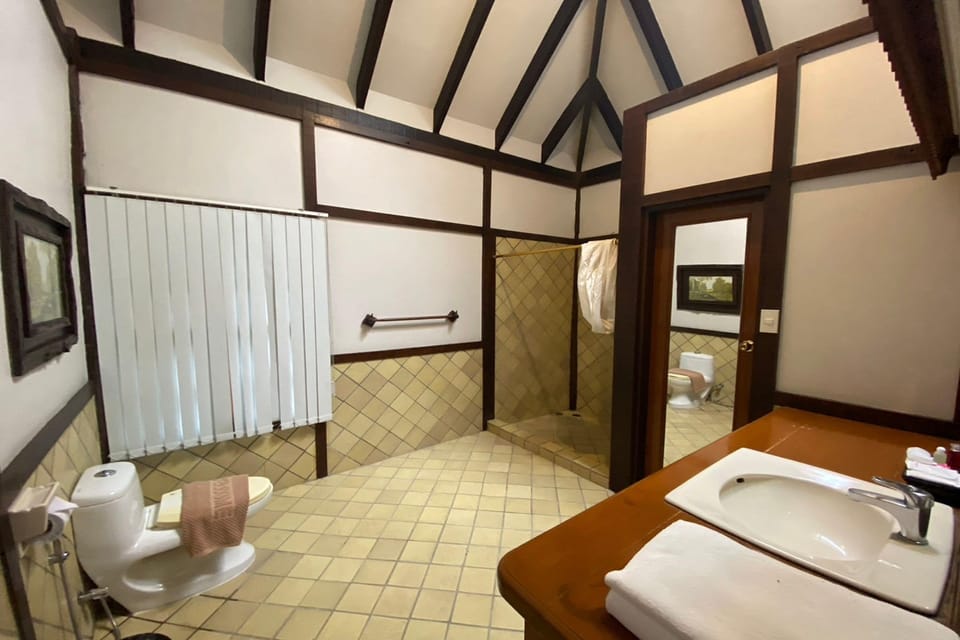 Villa, Garden View | Bathroom | Shower, free toiletries, hair dryer, slippers