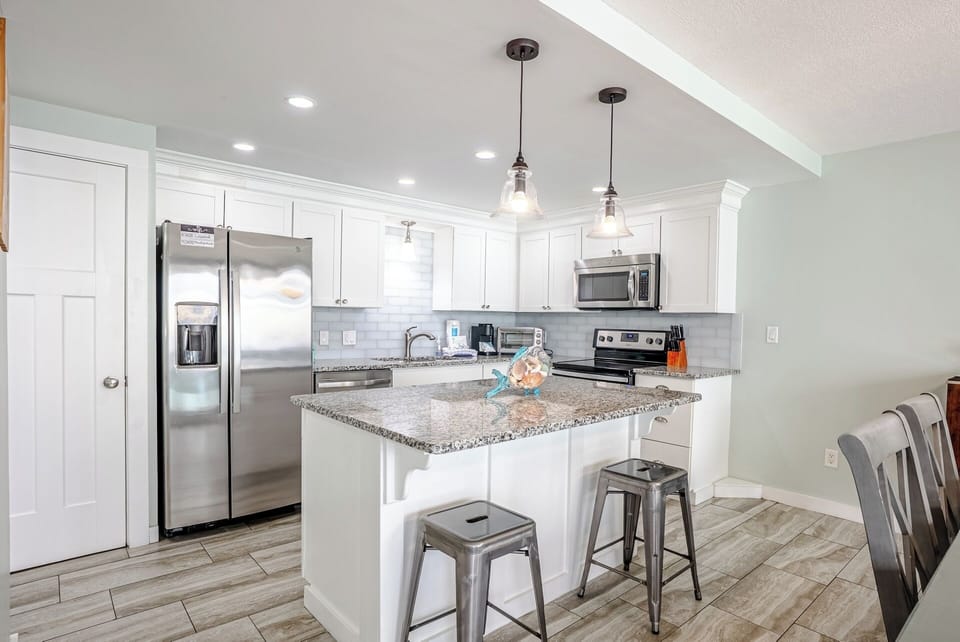 Kitchen with bar seating at our island