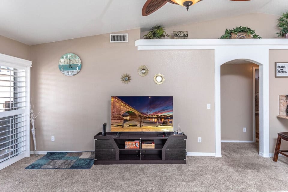 Entertainment setup with large smart TV—perfect for movie nights and game days.