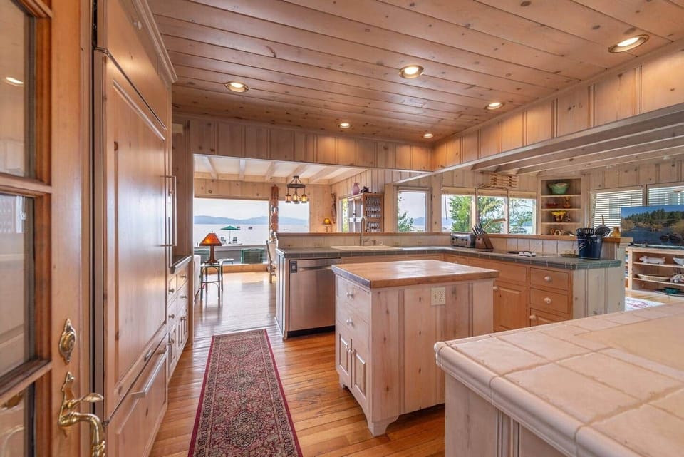 Entrance into the kitchen area.  The chef will enjoy lake views while preparing meals.