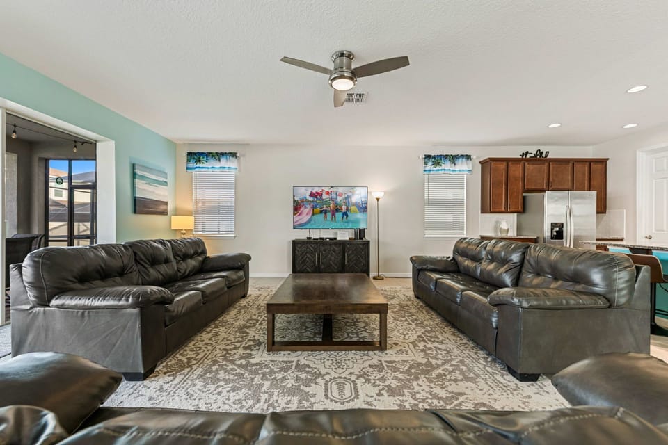 Open living space designed for gathering, relaxing, and movie nights