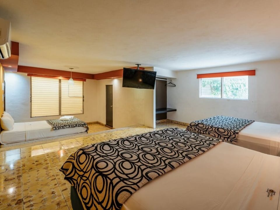 Stretch out together in a spacious room built for groups.