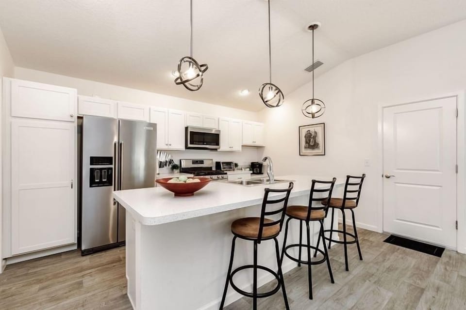 Modern style kitchen with upgraded lighting