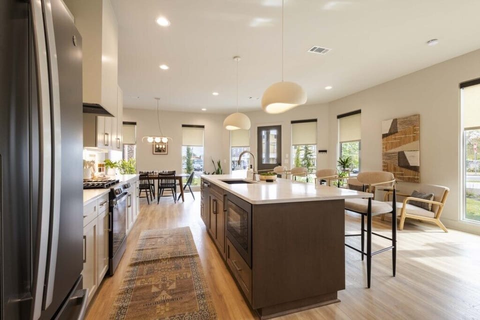 Light- filled, modern kitchen perfect for entertaining and gathering