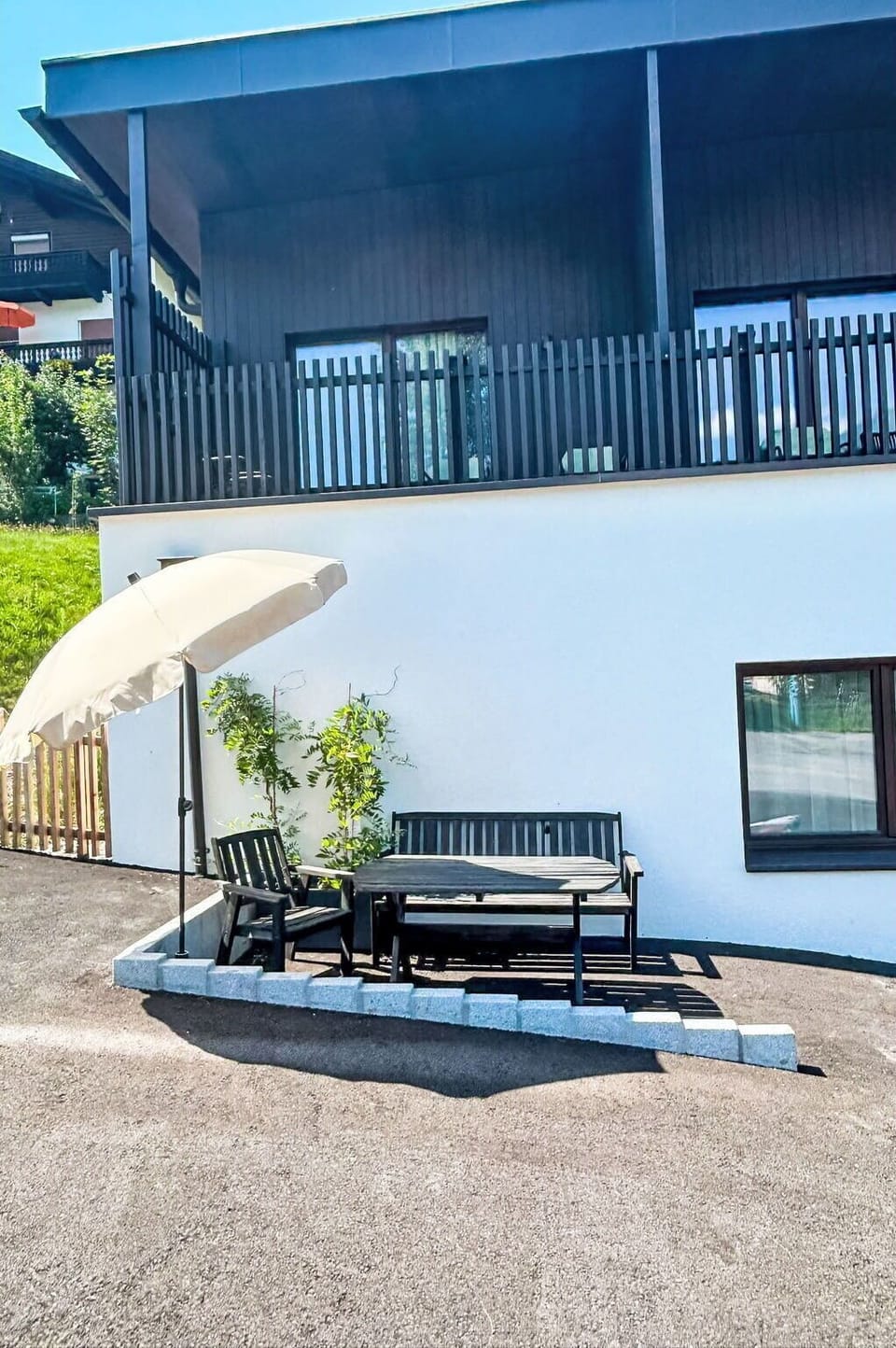 Shade, Concrete, Balcony, Design, Yard, Porch, Outdoor Structure, Outdoor Furniture, Handrail, Deck