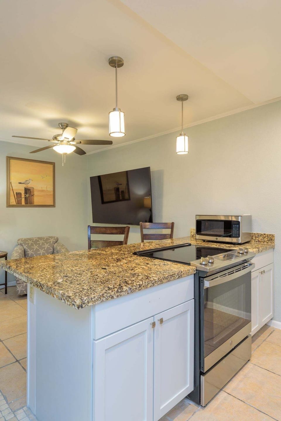 Indoors, Kitchen, Appliance, Ceiling Fan, Microwave