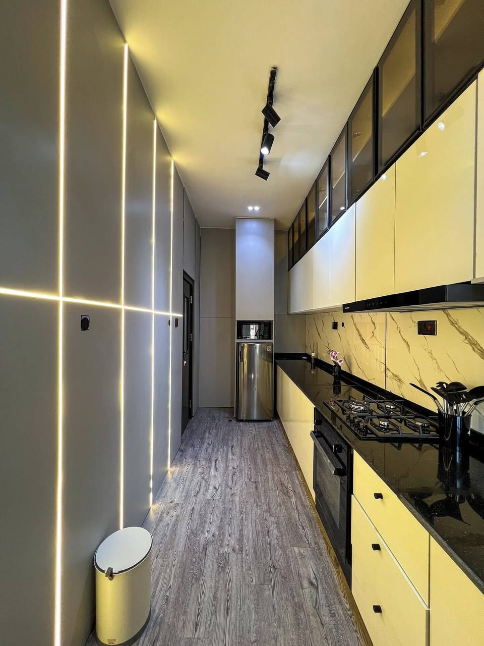 Deluxe Apartment, Balcony, City View | Private kitchen | Fridge, microwave, oven, stovetop