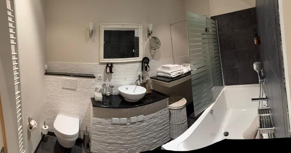 Deluxe Suite, 1 King Bed, Air conditioning, City View | Bathroom | Bathrobes, slippers