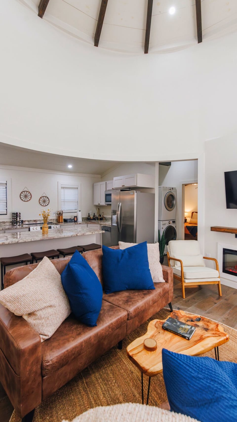 Your relaxation station. From the comfy furniture to the live-edge coffee table, everything is set up for you to settle in and feel right at home.