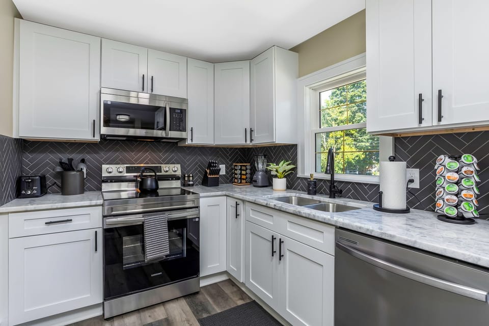 Fully stocked and newly remodeled kitchen