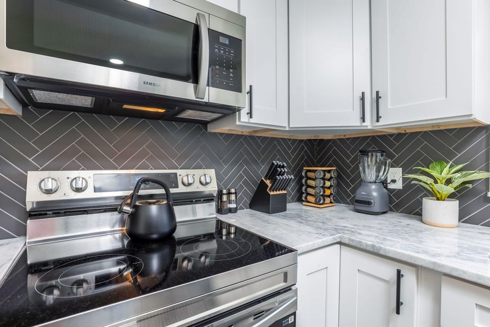 Fully stocked and newly remodeled kitchen