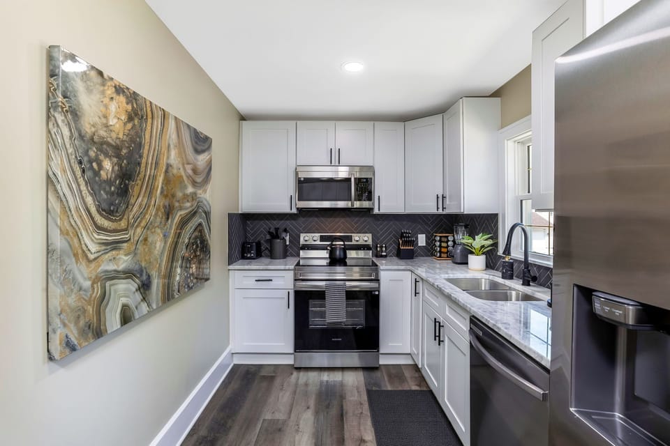 Fully stocked and newly remodeled kitchen