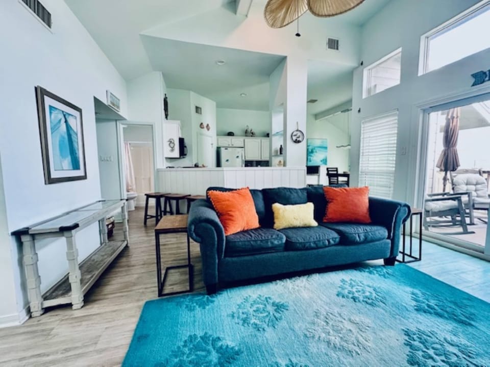Living room with a sleeper sofa.
