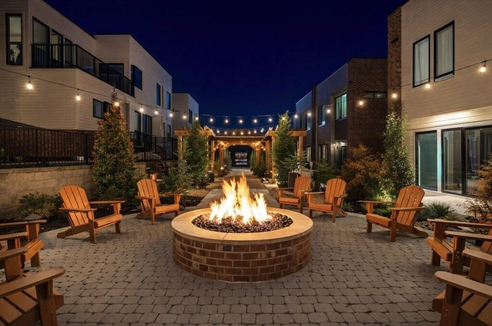 Evenings by the fire beneath café lights in your exclusive, gated courtyard.