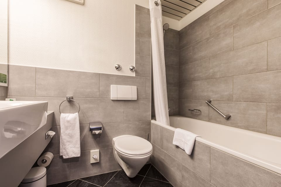 Hair dryer, slippers, towels