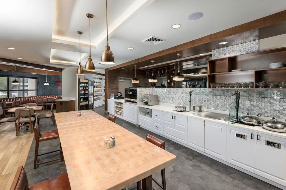 Start your morning with hot coffee and easy buffet service.
