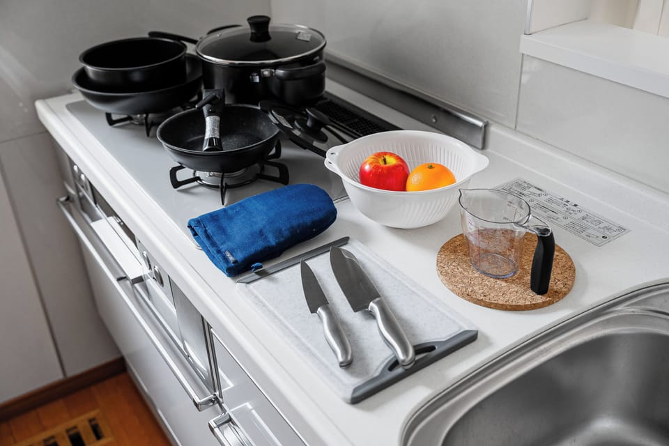 Apartment | Private kitchen | Fridge, microwave, stovetop, rice cooker
