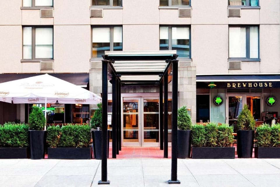 Street view of Brewhouse and outdoor entrance canopy